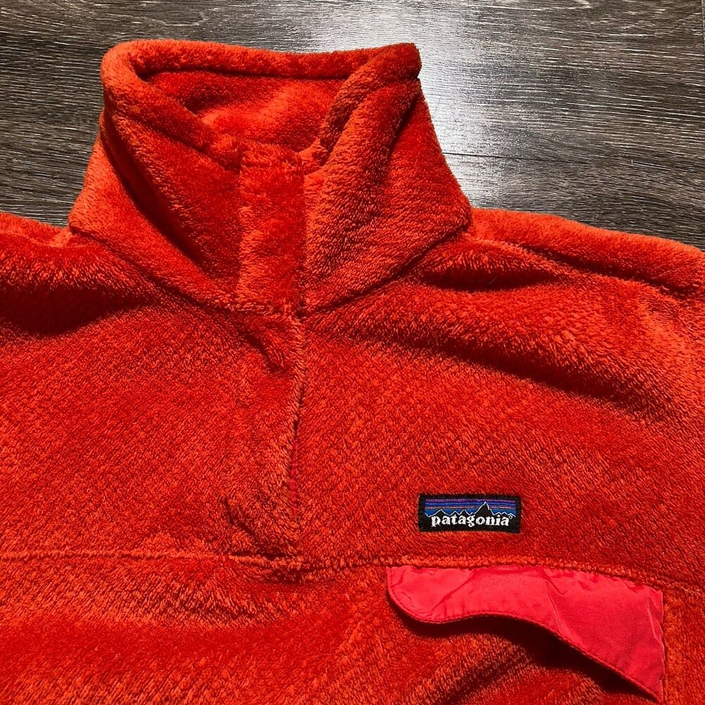 Patagonia Re Tool Snap T Pullover Womens Medium Orange Polartec Fleece - Picture 2 of 5